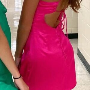 New White Fox hot pink sleeveless dress. Sm. Small S mini dress nwt lace up slip